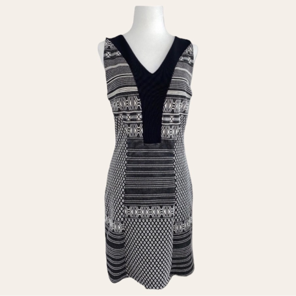 🇨🇦 Ruelle Patchwork Dress Sleeveless Black And White Made In Canada